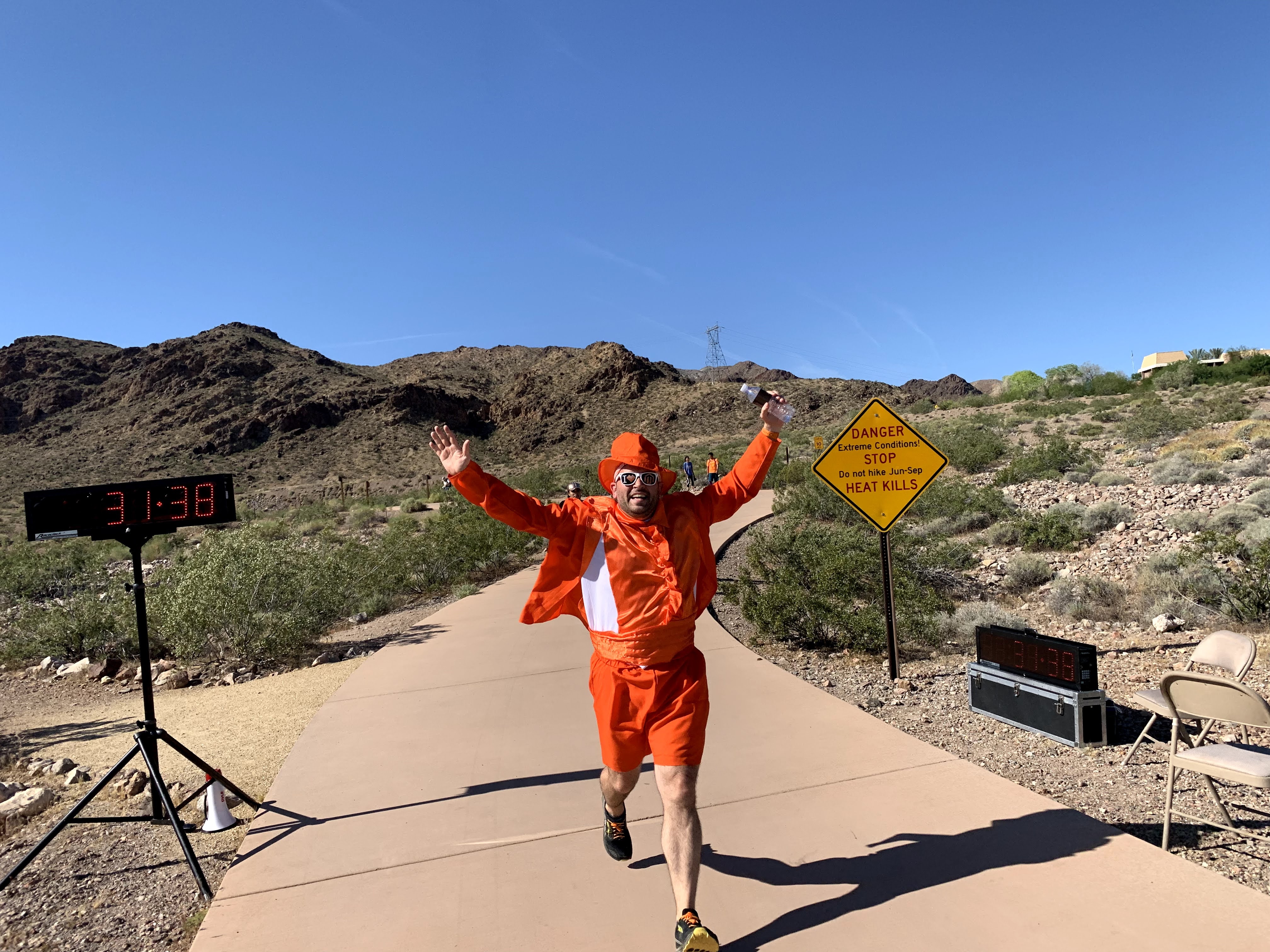 Ben Marks crossing the finish line at the 2019 Big Dam Run